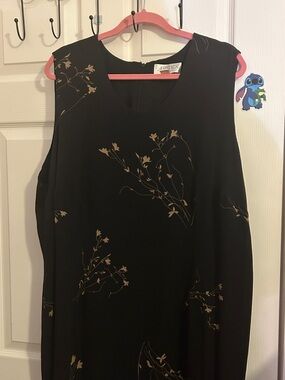 A.N.A Black Sleeveless Maxi Dress with Tan Floral Print